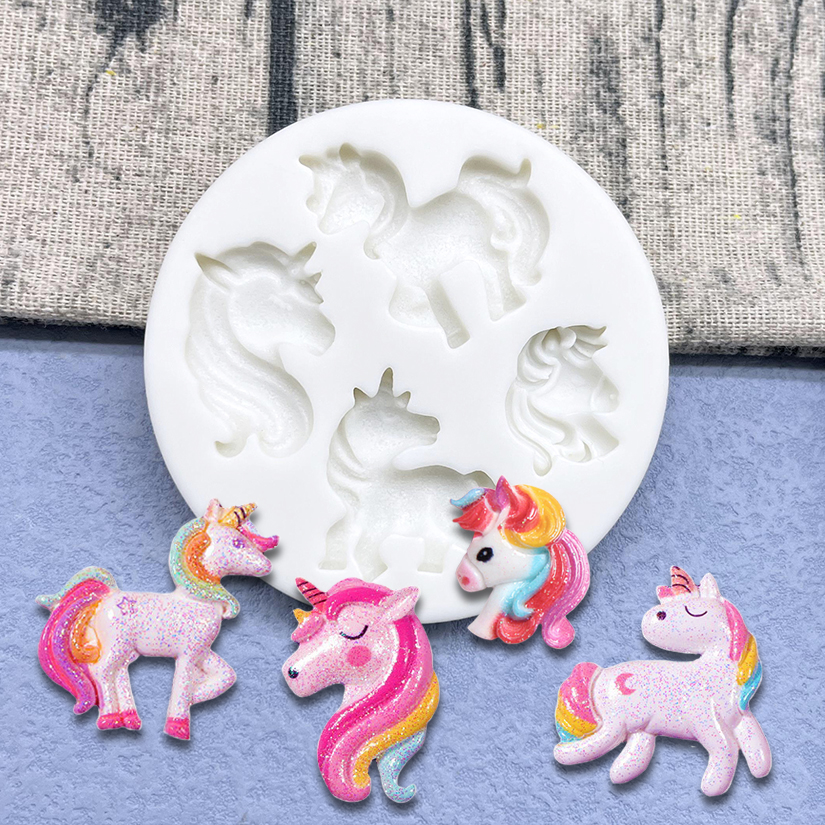Moule de cuisson de Cupcake en Silicone licorne, outils de décoration de gâteaux Fondant