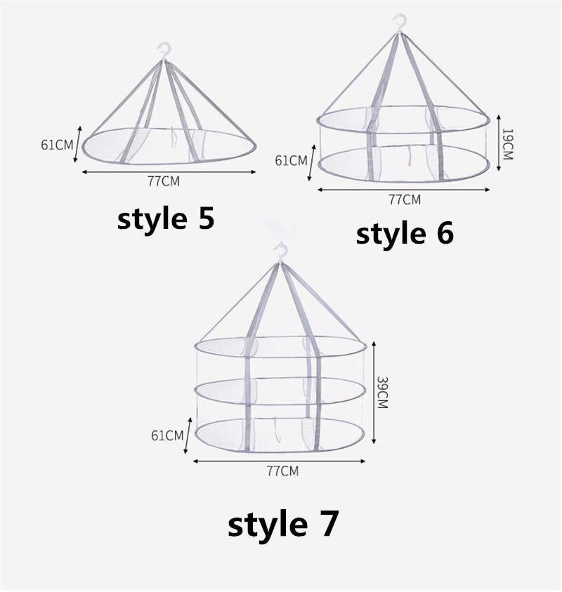 1/2/3 Layer Folding Clothes Drying Rack Hanging Clothing Basket Dryer Toys Socks Drying Net Solid Mesh Laundry Basket Household