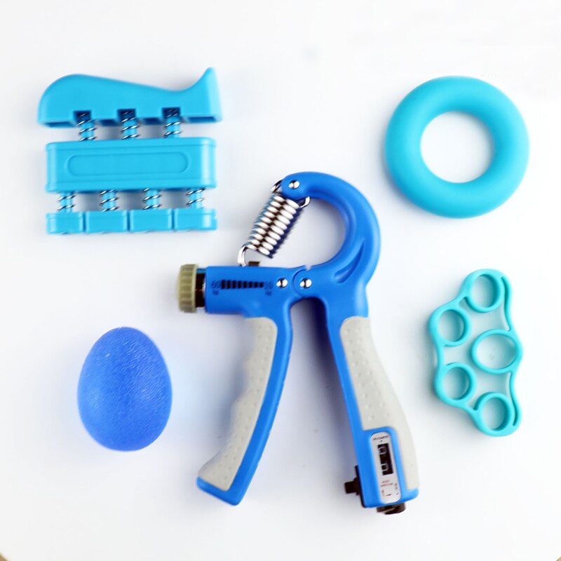5 Piece Spring Hand Grip Power Strength Expander Finger Grip Power Strengthener Portable Pocket Muscle Developer Tainer Tools: 5pcs set(Blue)