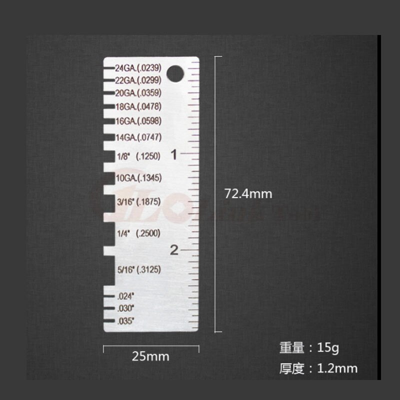 0-36 Round AWG SWG Wire Gauge Thickness Ruler Gauge Diameter Stainless Steel Measurer Tool: Square