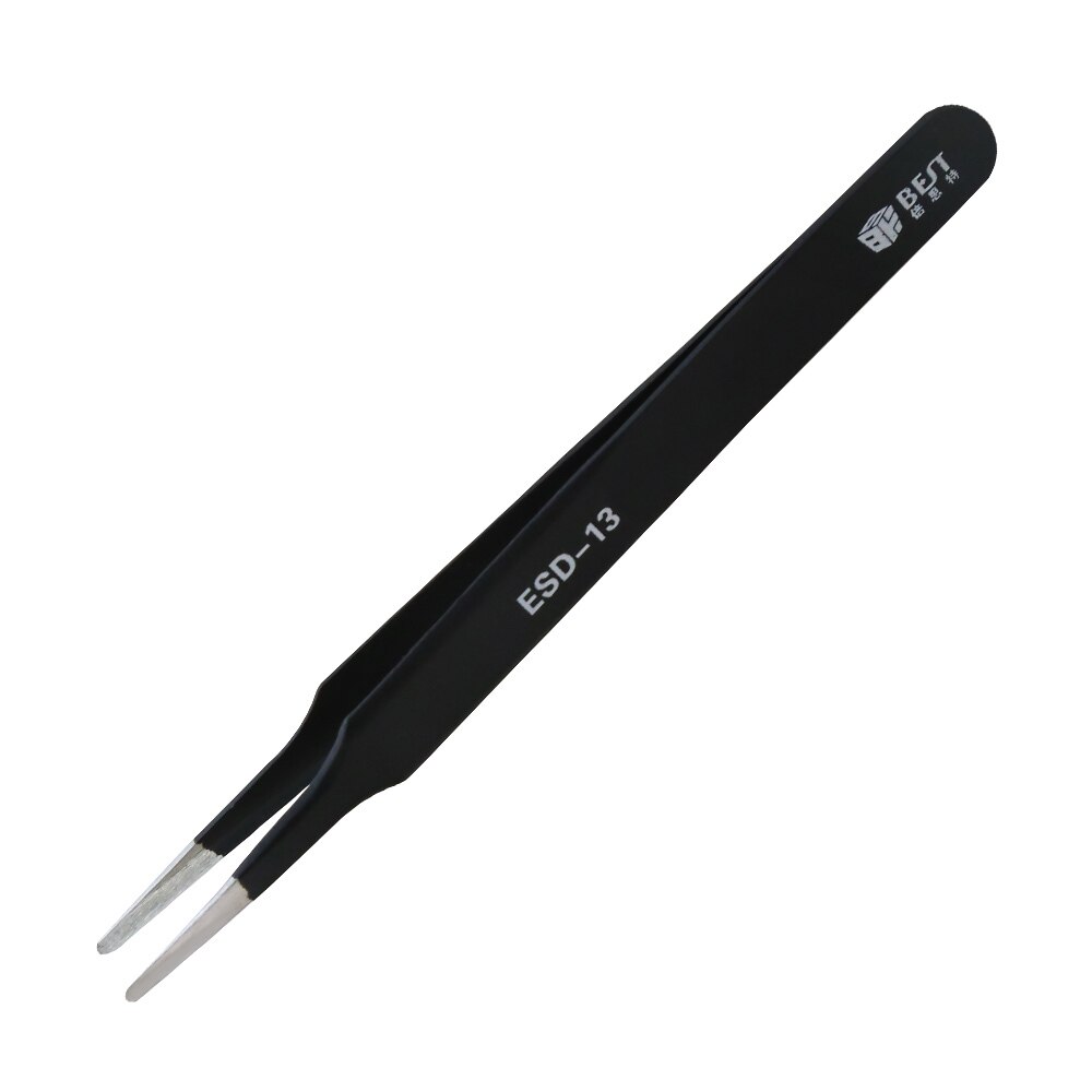 Stainless steel anti-static Black Metal Hand Tool Pincers Straight ESD Tweezers for phone repair