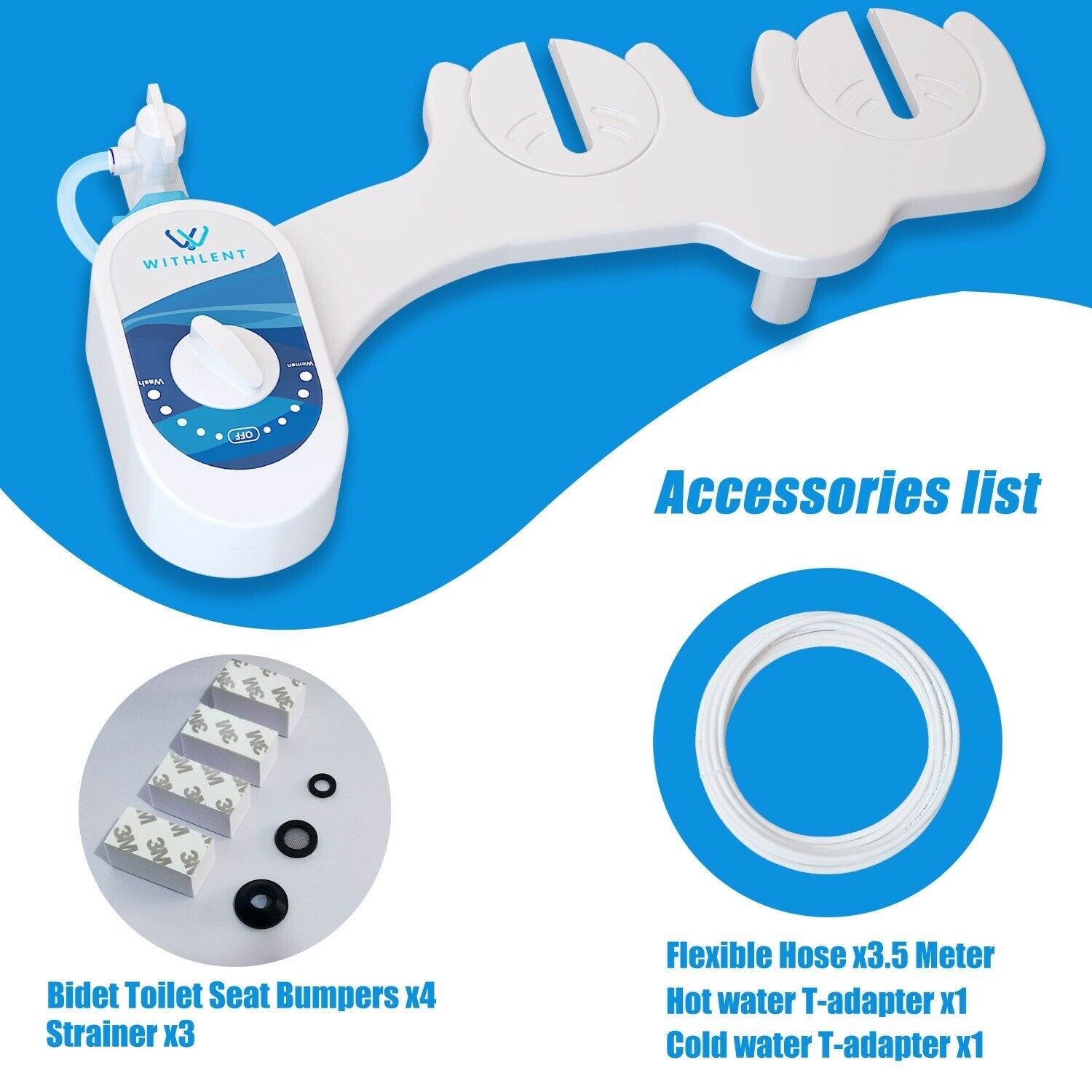 Self Cleaning Nozzle - and Cold Fresh Water Spray Non-Electric Mechanical Bidet Toilet Attachment for Double Nozzles