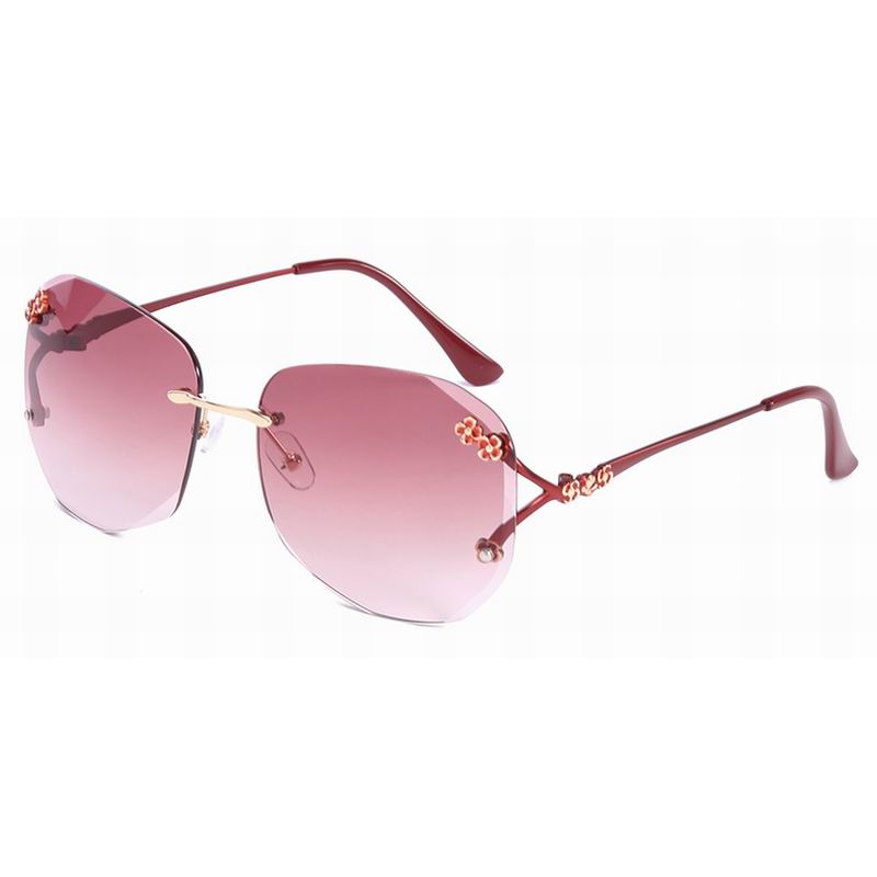 Stil skåret kant polariseret god stor størrelse solbriller solbriller til damer pc linse metalbeslag nr. . 702: Vin
