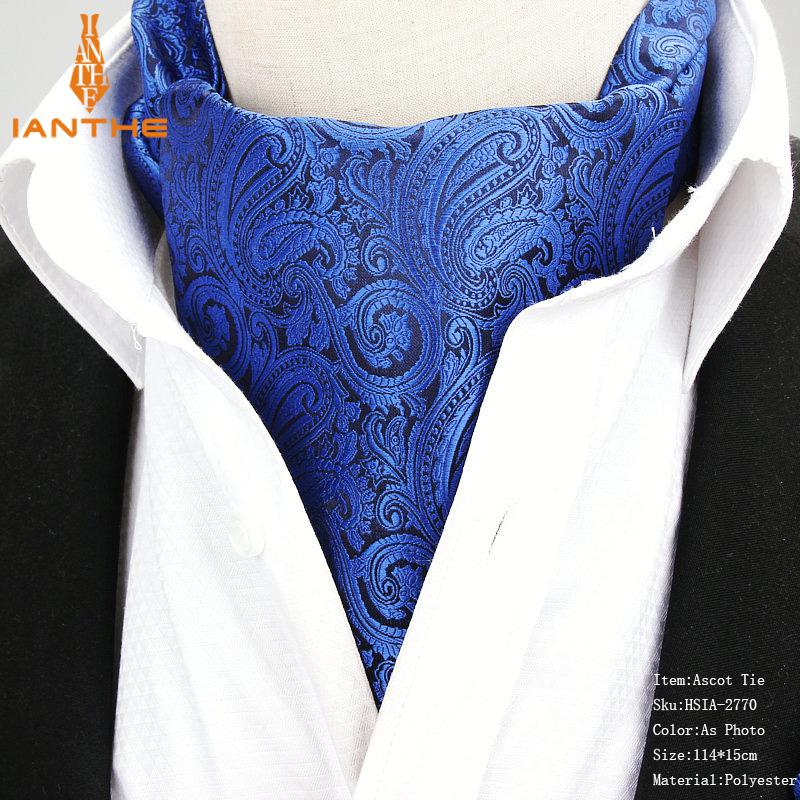 Mænd ascot hals slips vintage paisley jacquard vævet slips krave slips scrunch selv britisk stil gentleman neckwear: Ia2770