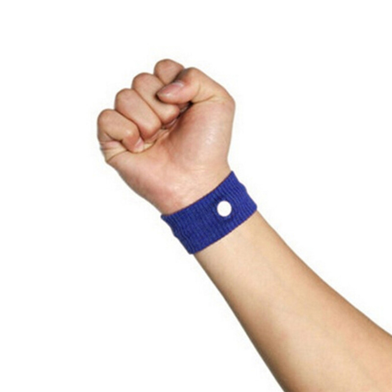 1Pc Fabric Elastic Anti Nausea Wristbands Reusable Wrist Band Sickness Travel Sea Car Anti Sickness Motion: Blue