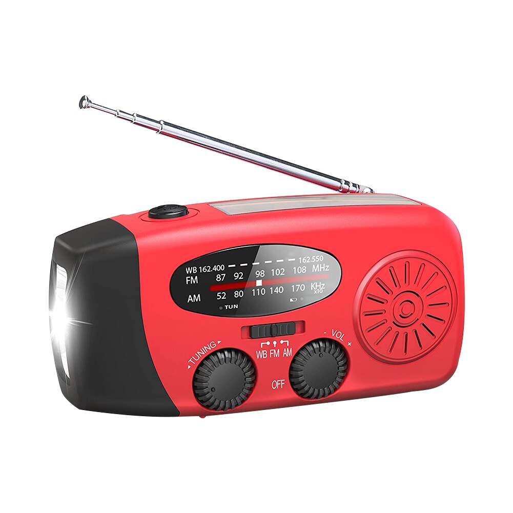 Multifunctionele Draagbare Radio Hand Crank Solar Crank Dynamos Aangedreven & Usb Opladen Fm Am Wb Weer Radio Met Led Zaklamp: Red