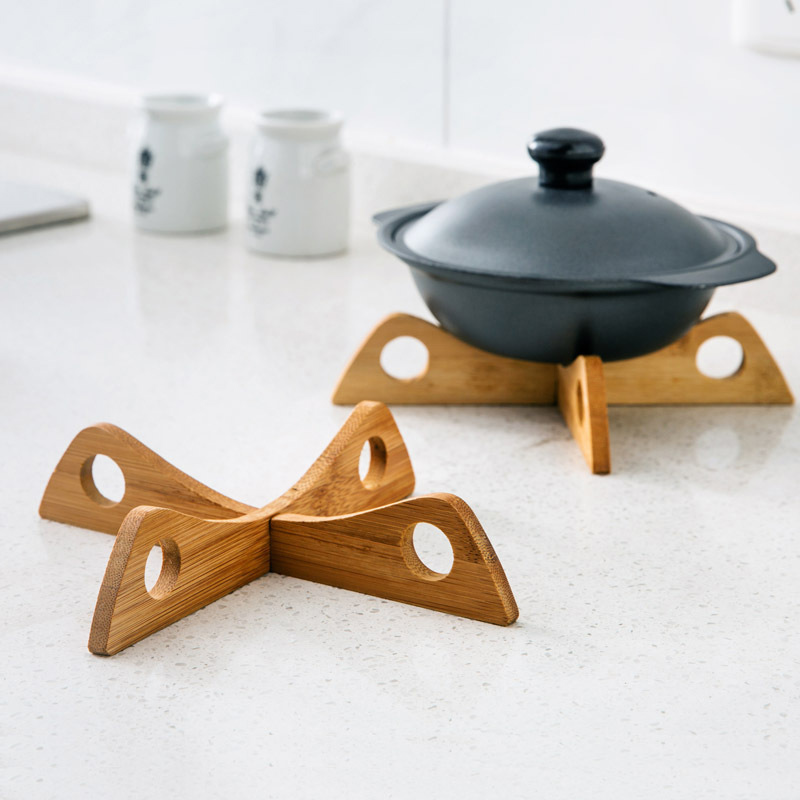 Support de Table en bois détachable, tapis de Table en bois, Pot de cuisine, maniques isolées thermiquement, napperon Anti-chaleur vapeur, support de plat de refroidissement, Gadget