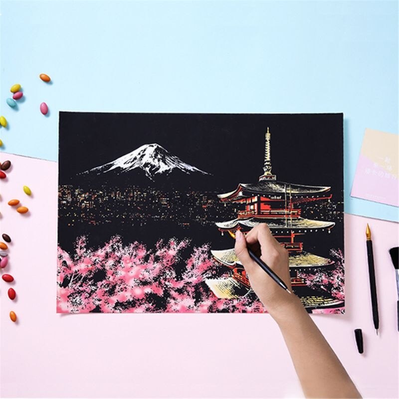 Schilderij Tekening Scratch Arts Set Met Stok Schraper Pen Borstel Voor Scratch Sketch Art Papers Boards Gereedschap Diy