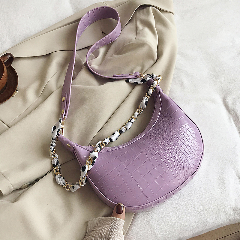 [BXX] Crocodile modèle PU cuir sacs à bandoulière pour les femmes sacs à main femme voyage de luxe chaîne sac HM289: purple