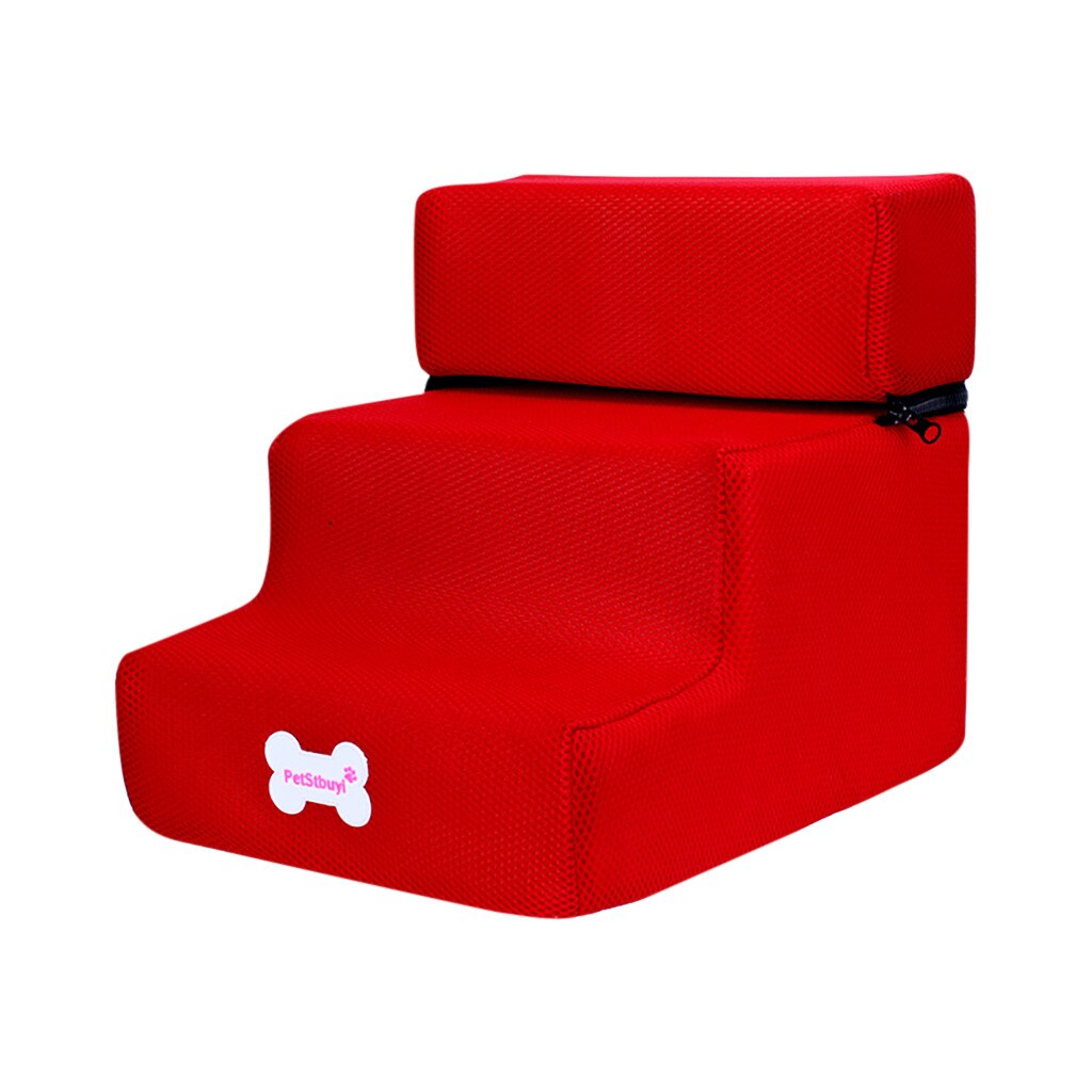 Breathable Mesh Foldable Pet Stairs Detachable Pet Bed Cat Dog Ramp 3 Step Stairs Detachable Pet Bed Pet Dieren Benodigheden: Red