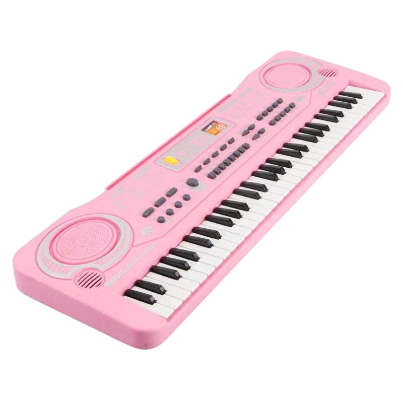 61 Keys Piano Keyboard, 61 Mini Keys Portable Music Keyboard for Beginners Kids with Microphone, 2 Teaching Modes, Pink