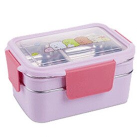 Lunch Box for Kid Stainless Steel Double Layer Food Container Portable for Kids Kids Picnic School Bento Box Bento for Lunch: Pink 1 piece
