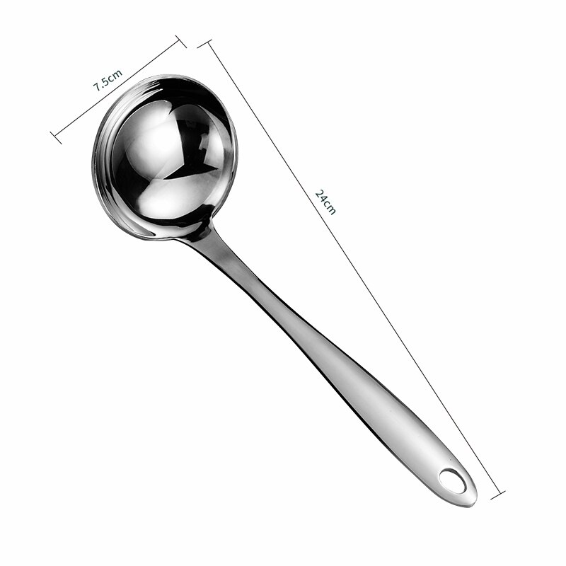 Gold Soup Ladle Stainless Steel Serving Spoon with Long Handle Tablespoon Kitchen Cooking Spoon Dining Spoon Soup Scoop: Soup Ladle Silver