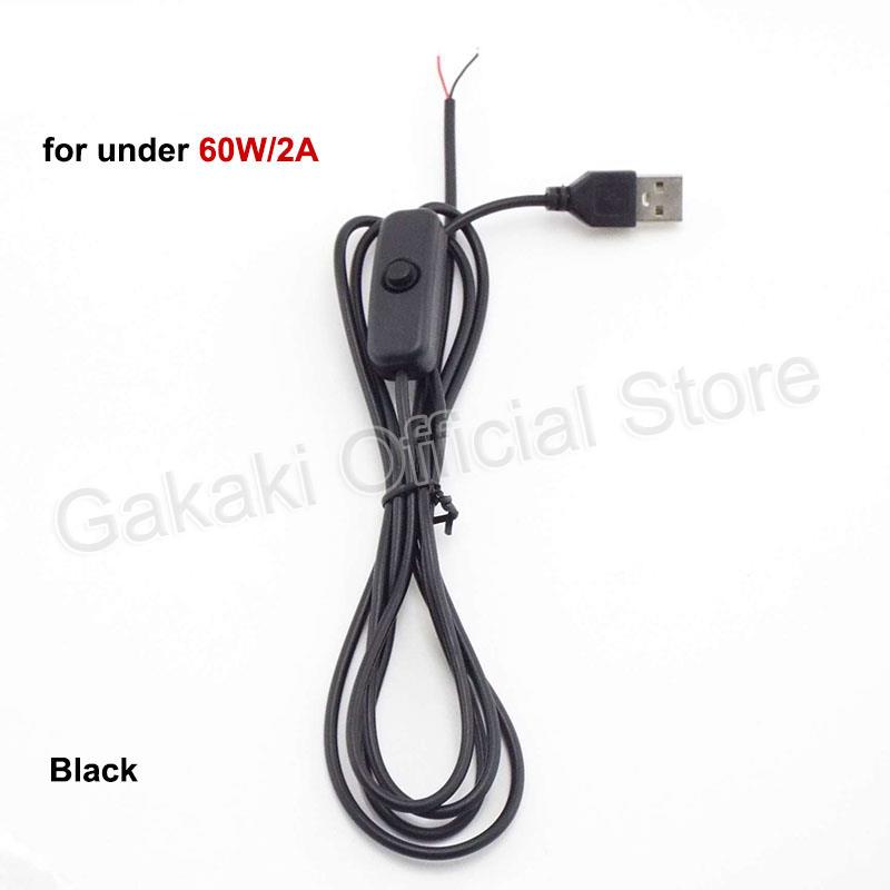 LED-strip USB-connector Kabelverlenging 2-pins voedingsdraad aan/uit-schakelaar Elektrische 5V-draad voor LED-verlichting: Black / 5-9 Stks