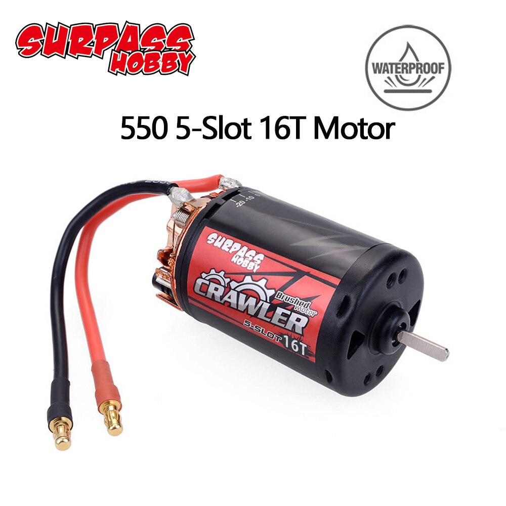 Waterproof 5-Slot 540 550 10T 11T 12T 13T 16T 20T Brushed motor w/ 60A 80A ESC for tamiya Kyosho TRAXXAS WLtoys 1/10 RC Car: 550 16T