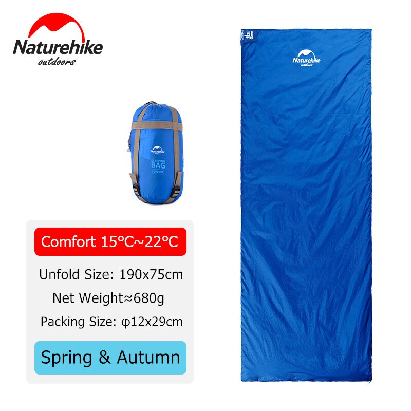 Naturehike Slaapzak Ultralight LW180 Waterdicht Katoen Slaapzak Natuur Wandeling Zomer Outdoor Wandelen Camping Slaapzak: Blue - 190x75cm