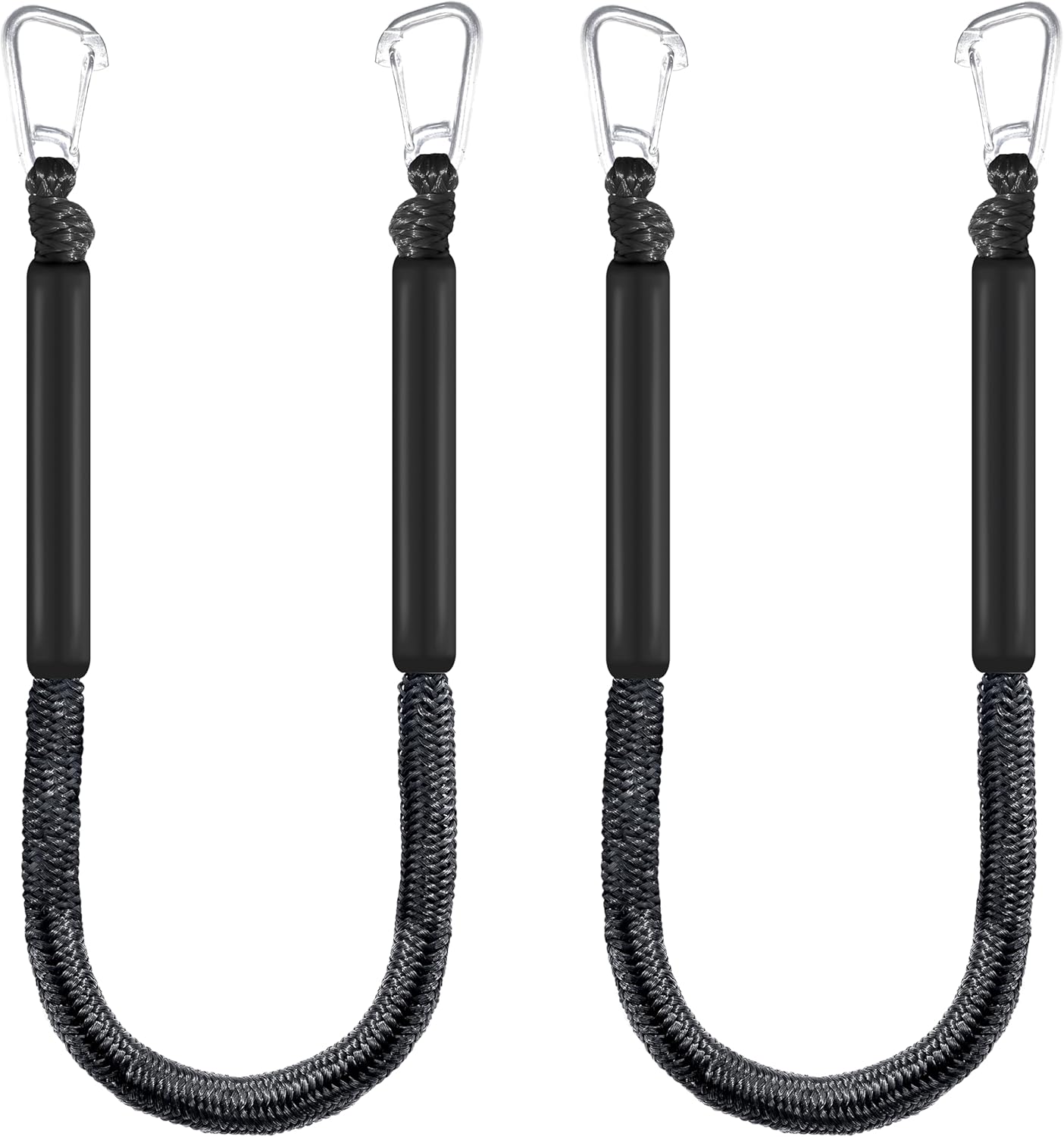 Líneas de muelle elásticas de 4 pies para barco, cuerdas de amarre de muelle (azul, 4 pies con un gancho): Negro