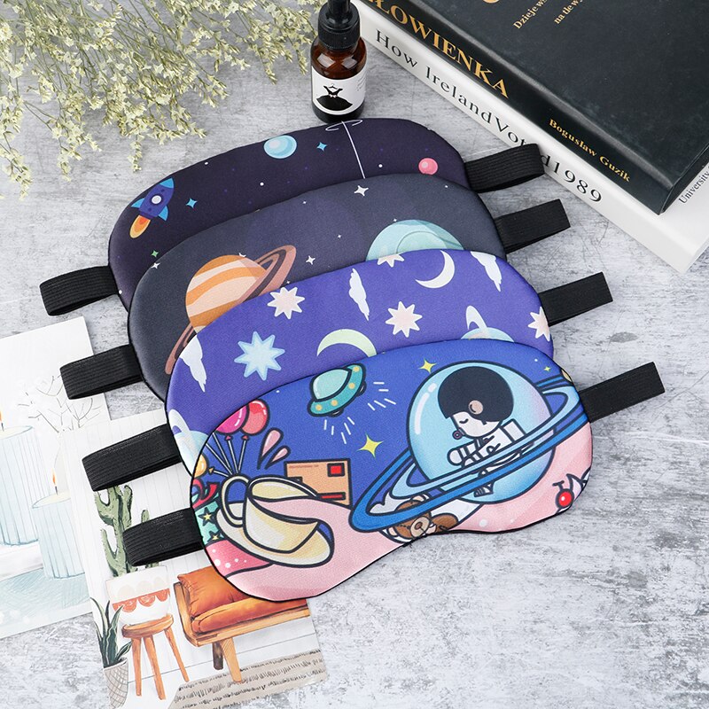1pc Cartoon Sleeping Mask Eyepatch Eye Cover Cotton Print For Travel Relax Sleeping Aid Eye Patch Shading Eye Mask