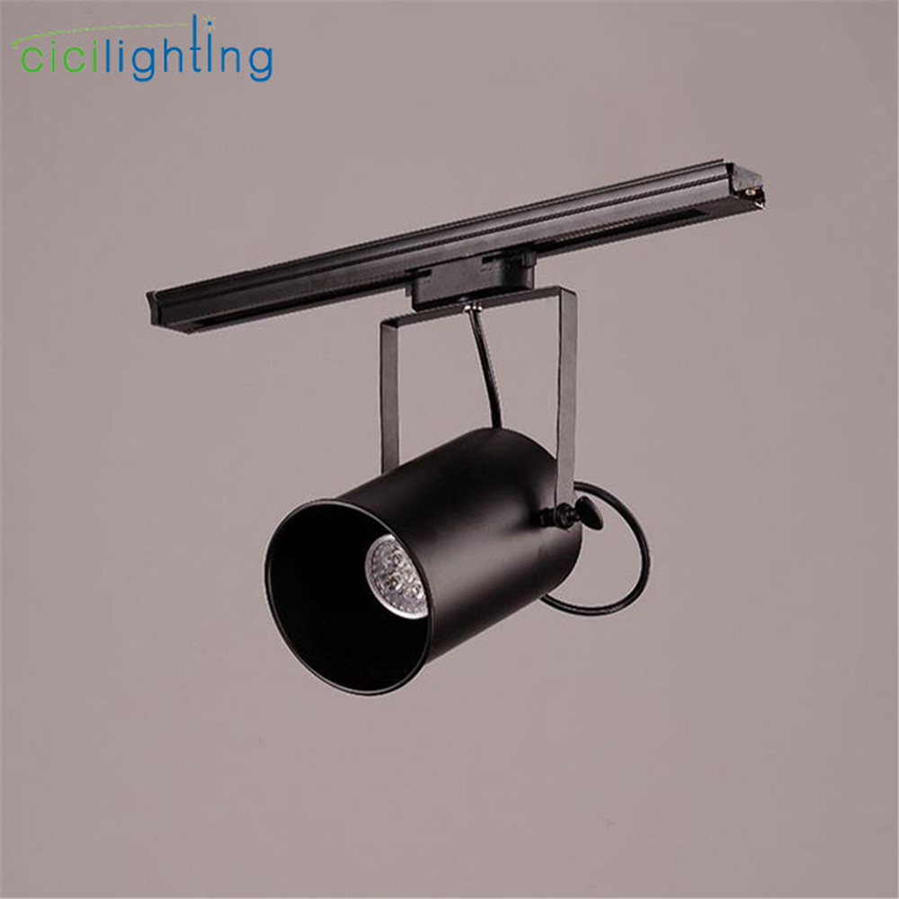 1pcs 5W led Track light Vintage Black track lamp clothing store cob led Spotlights Industrial American Style Loft rail spot lamp