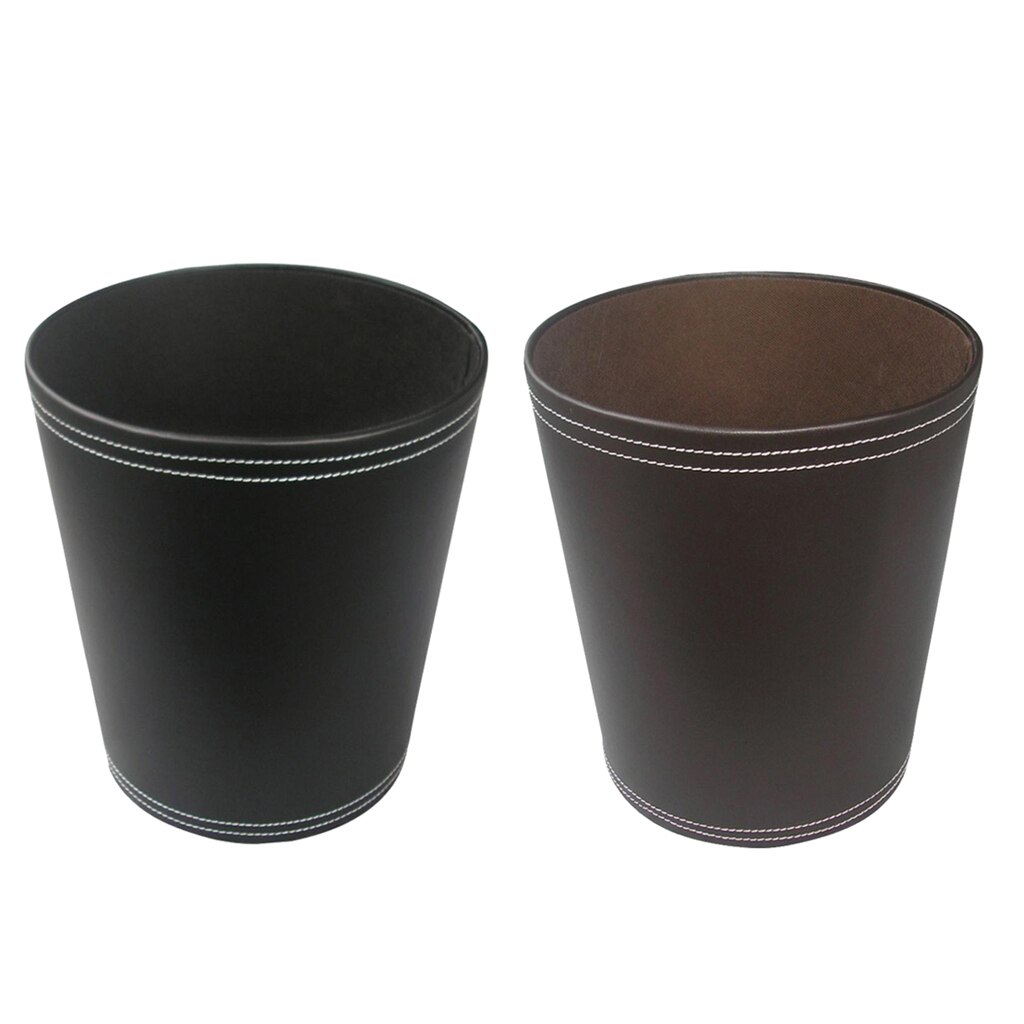 Coffee/Cubo de cuero PU negro, Rubbis, contenedor de residuos de estilo Retro h, cubo de basura,