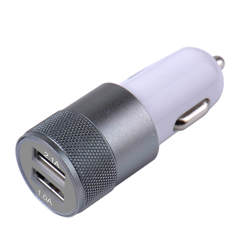 Universele Dual Usb Car Charger Adapter Intelligente Opladen Sigarettenaansteker Aansteker Voor Iphone Mobiele Telefoon Auto-Opladers: gray