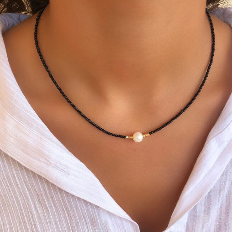 Cadena de cuentas de Color dorado hecha a mano bohemia, collares de , colgante de perlas, joyería para vacaciones en la playa para mujer, accesorios N0374: Cobalto violeta