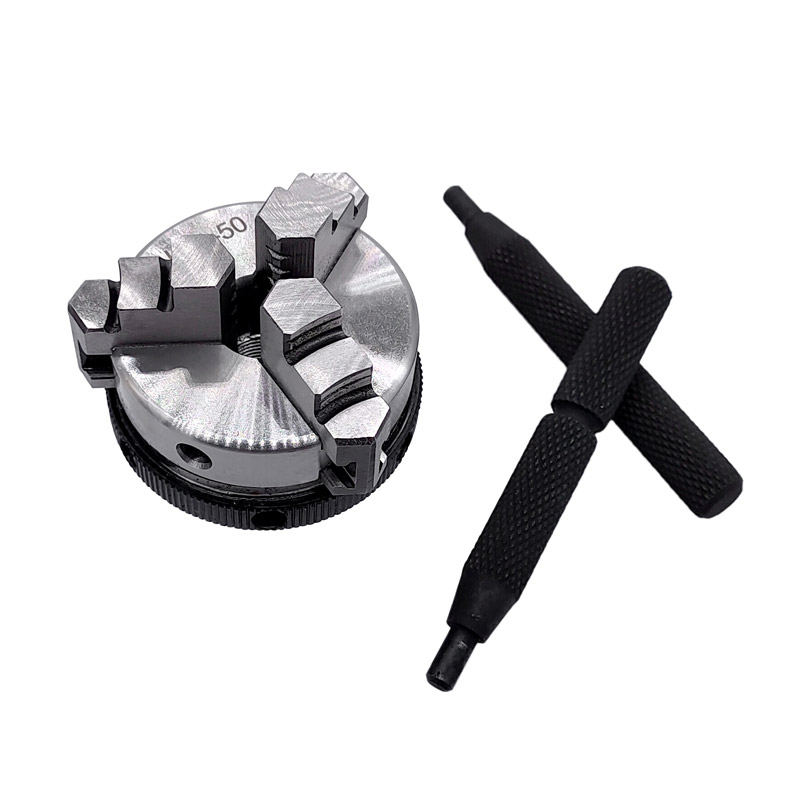 K01-50 63 80 Lathe Mini Chuck 3 Jaws Woodworking Hand Chuck with Mounting Thread Screw Rod Self-Centering Lathe Chuck Tool