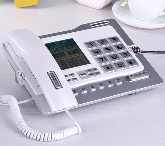 Business fixed Phone Caller ID Telephone PBX Office Phone home landline black coffee mute big LED screen: white