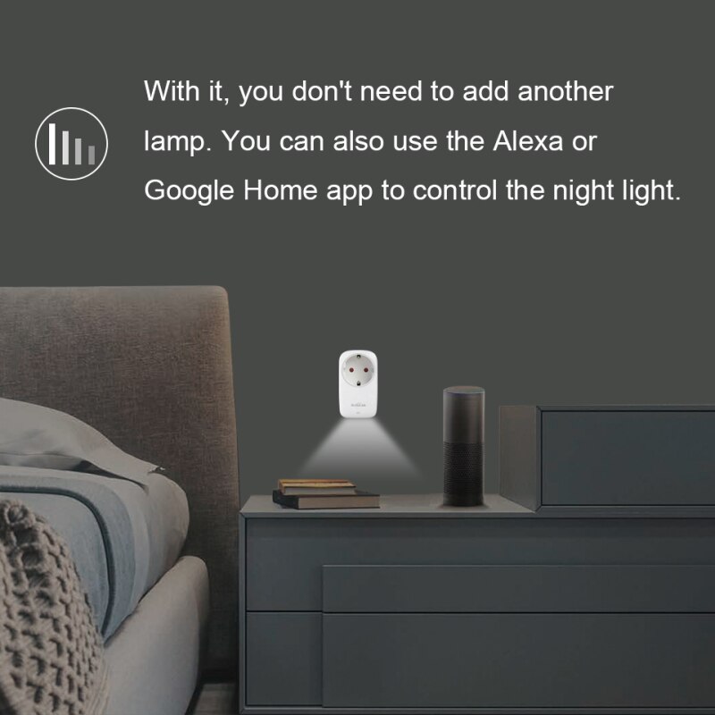 Broadlink-Smarthome SP4L de 16A con enchufe europeo, enchufe con WiFi, Control por aplicación de luz nocturna, temporizador portátil en cualquier lugar con Alexa de Google Home