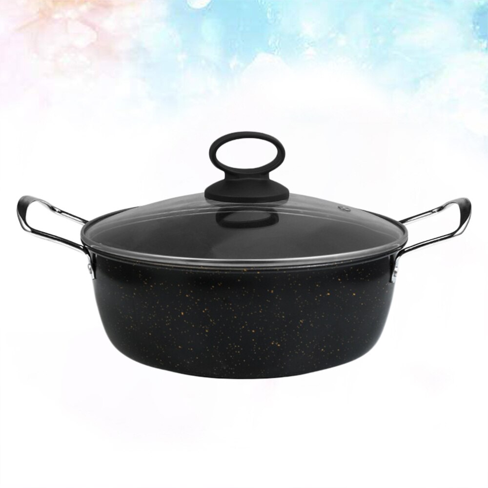 Svart delikat maifan stenpott multifunktionell kokpanna instant noodle pot tvåhandtag soppkruka för hemkök restaurang