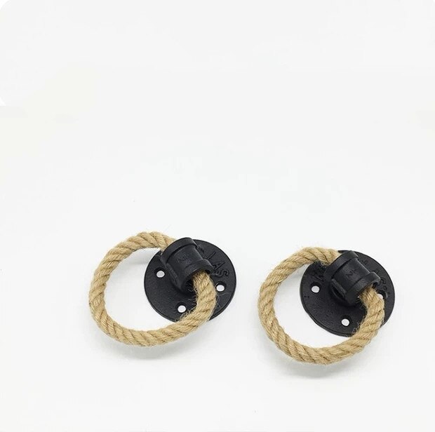 Boutons de tiroir Vintage en corde de chanvre, anneau de 1.26 pouces, noir Bronze, poignée de placard, quincaillerie de meubles, anneau de traction