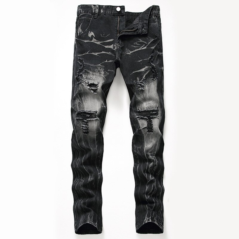 Pantalones vaqueros negros rasgados para hombre, jeans rectos de talla grande, europeos y americanos, Otoño/Invierno, novedad de: 32