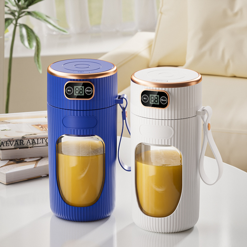 Elektrische sapcentrifuge, draagbare blender met 10 messen, digitaal LED-display, kleine sapbeker, oplaadbare draadloze huishoudelijke milkshake-sap