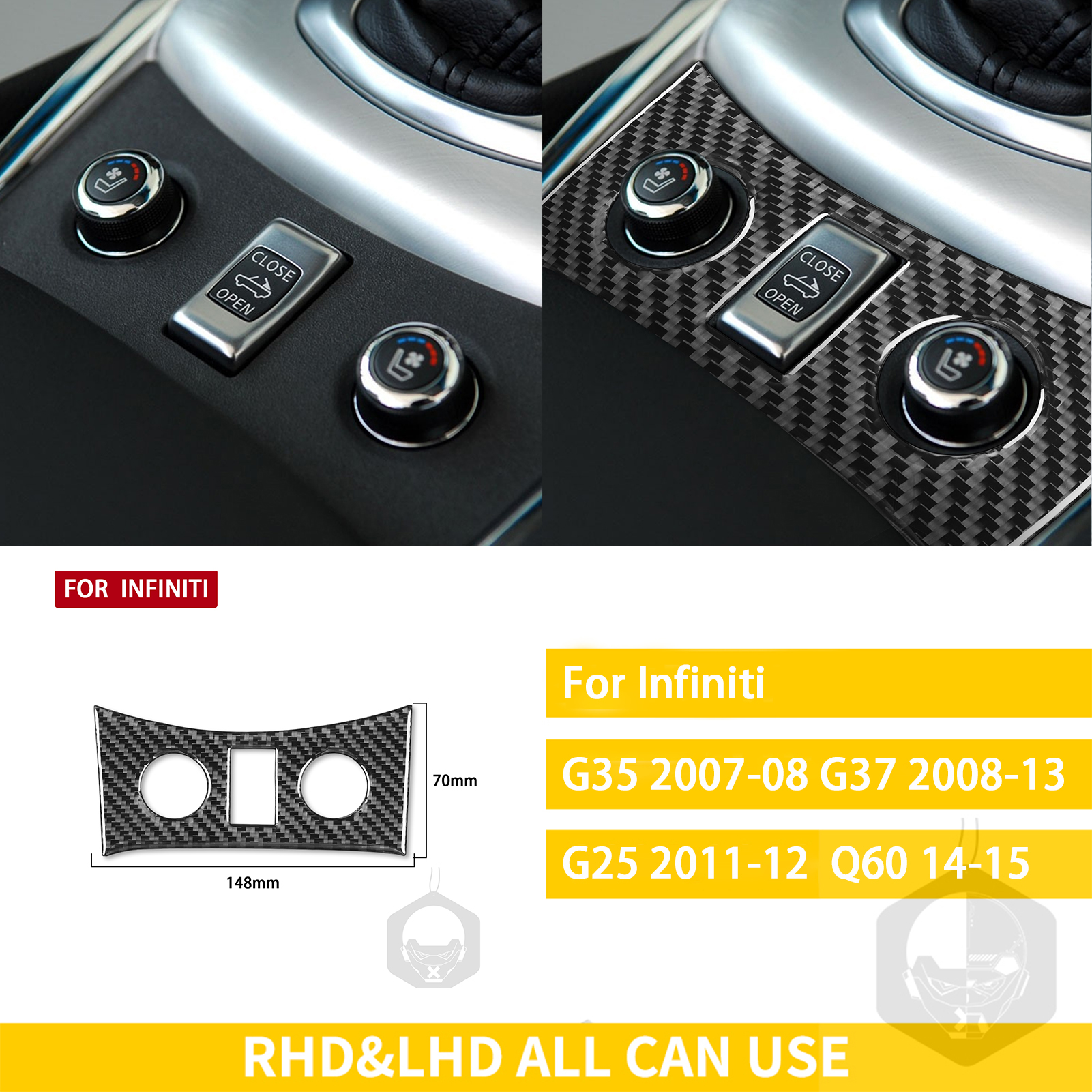 Voor Infiniti G35 2007 G37 Accessoires Auto Koolstofvezel Auto Interieur Gear Panel Cover Trim sticker Set: Oranje