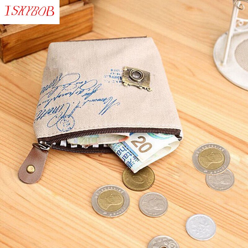 Classic Pen Pencil Bag Case Canvas Lovely Lady Girl Vintage Coin Bag Purse Wallet Card Case Zipper Words Handbag Girl