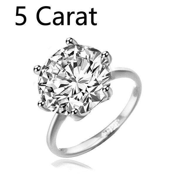 Moonrocy sølv cubic zirconia krystal løfte vielsesringe til kvinder 5 karat brud tilbehør smykker ringe: 9 / 5ct sølvfarve