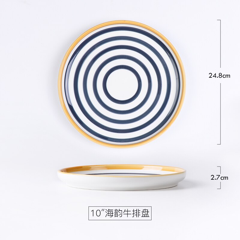 Serving Plate Dinner dish Underglaze Color Tableware Dish Steak Flat Plate Breakfast Plate Hand-painted Ceramic: 10 INCH B