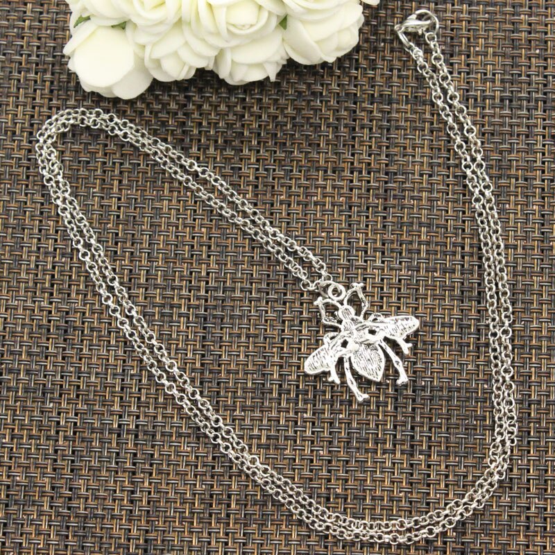 Tibetan Silver Color Pendant Bee Bug Choker Charm Short Long DIY Necklace Factory Price Handmade Jewelry