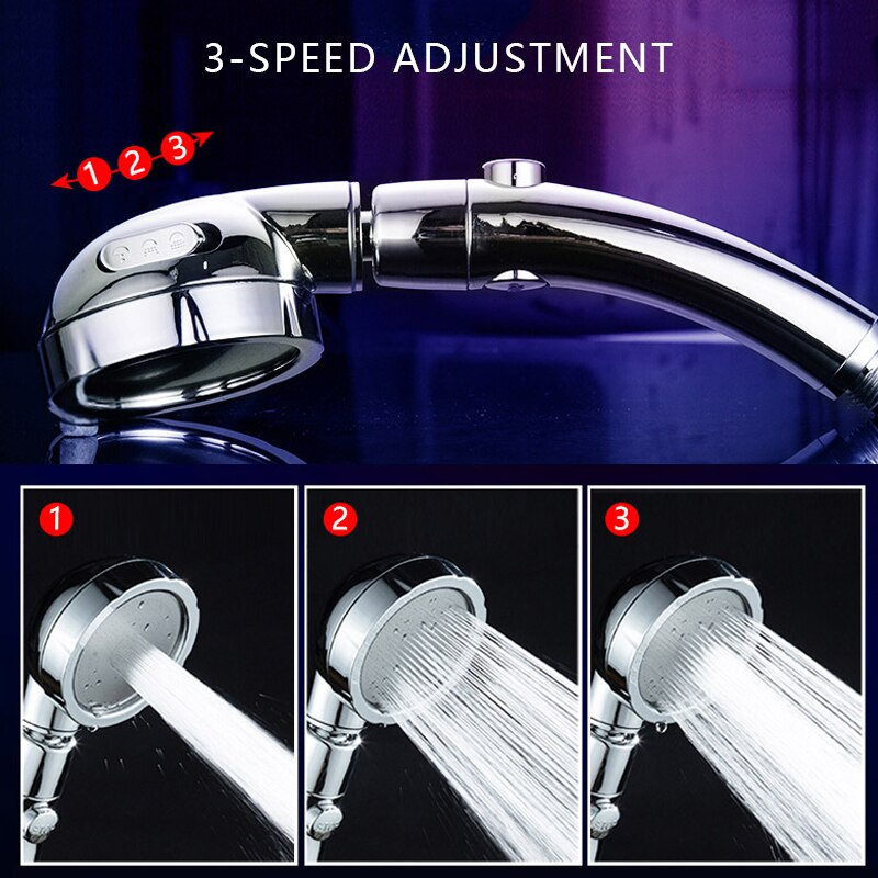 Handheld Shower Head Adjustable 360 Degrees Rotating Water Saving Shower Head 3 Mode Water Pressure Shower Head With Stop Button