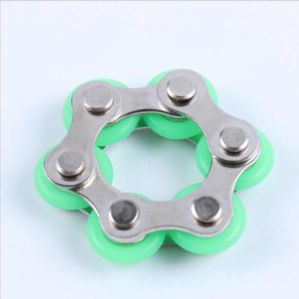 1 PC juguete antiestrés cadena de la bici Fidget mano Spinner Fidget pulsera para el autismo y ADHD Fidget juguete: green