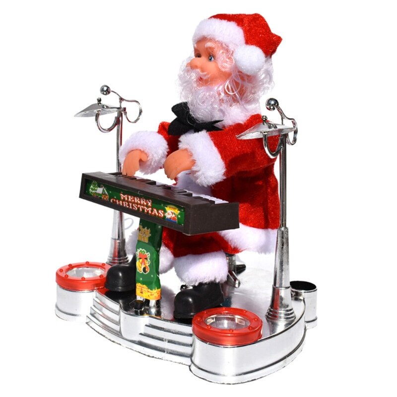 Elektrisk julemanden blæser saxofon dukke scene tromme musik gammel mand børn legetøj jul: B