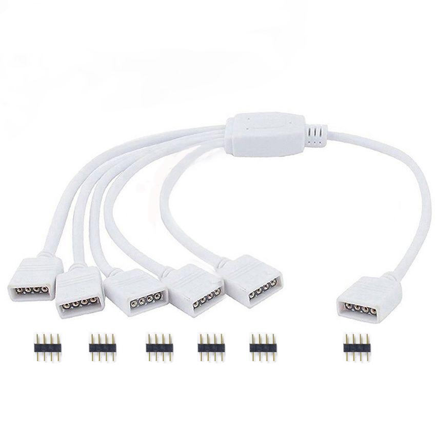 Connecteur de bande LED RGB à 4 broches, 1 à 1, 2, 3, 4, 5, câble séparateur d'alimentation, aiguille à 4 broches, fil de connecteur femelle pour bande lumineuse LED RGB: BLEU CIEL