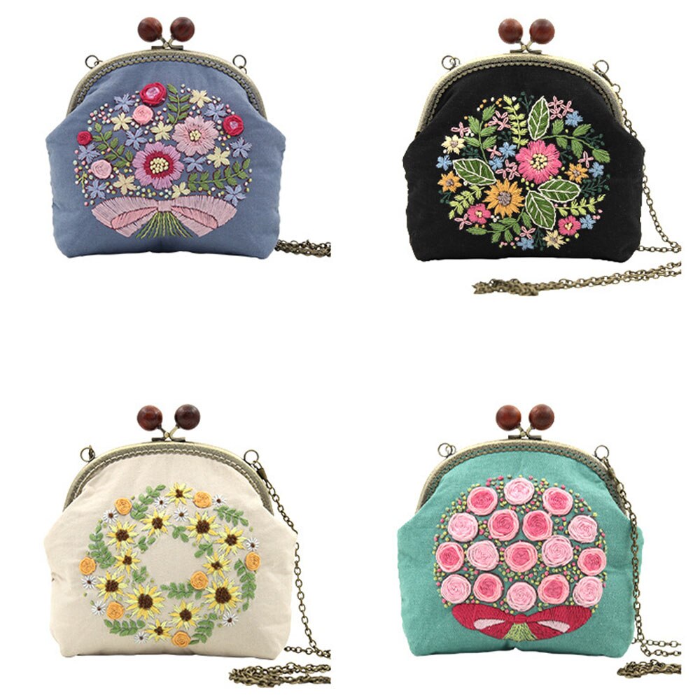 Chinesisch Einfach Stickerei DIY Blume Taschen Brieftasche Handtasche Kreuz Stich setzt Bausatz Hand NäHenne Handgemachte Handtasche Kreative