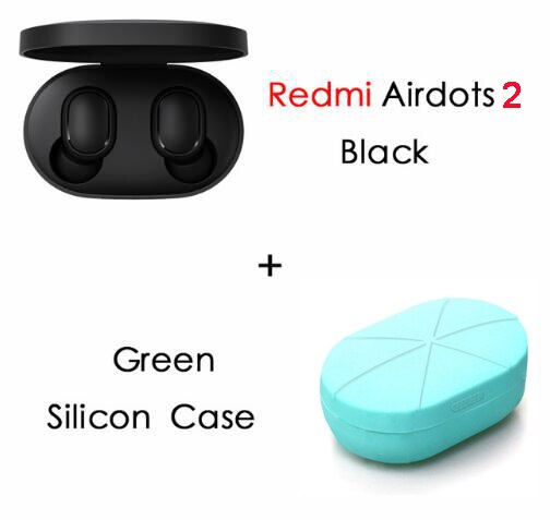 Xiaomi-auriculares Redmi Airdots 2 TWS Bluetooth 5,0, auriculares estéreo de graves con micrófono, auriculares manos libres con Control IA: add green case