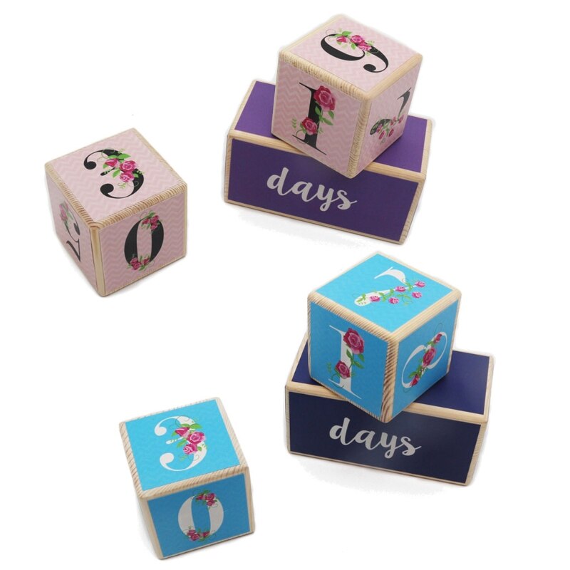 Wooden Baby Age Milestone Blocks, Set of 3 Blocks, Keepsake Baby Photo Prop for Social Media Sharing, Parents , Baby Ed