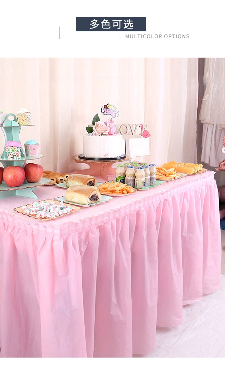 Dessert Tafel Plastic Roze Tafel Rok Tafelkleed Voor Waterdichte Kinderen Verjaardag Wedding Party Tablel Decoratie: pink