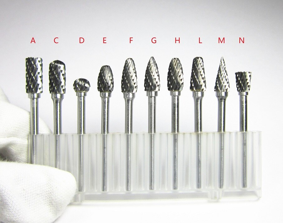 10 pièces tige 3mm tête 6mm carbure de tungstène fraises rotatives fichiers CNC moules accessoires pour le travail des métaux polissage meuleuse électrique: 10 types set