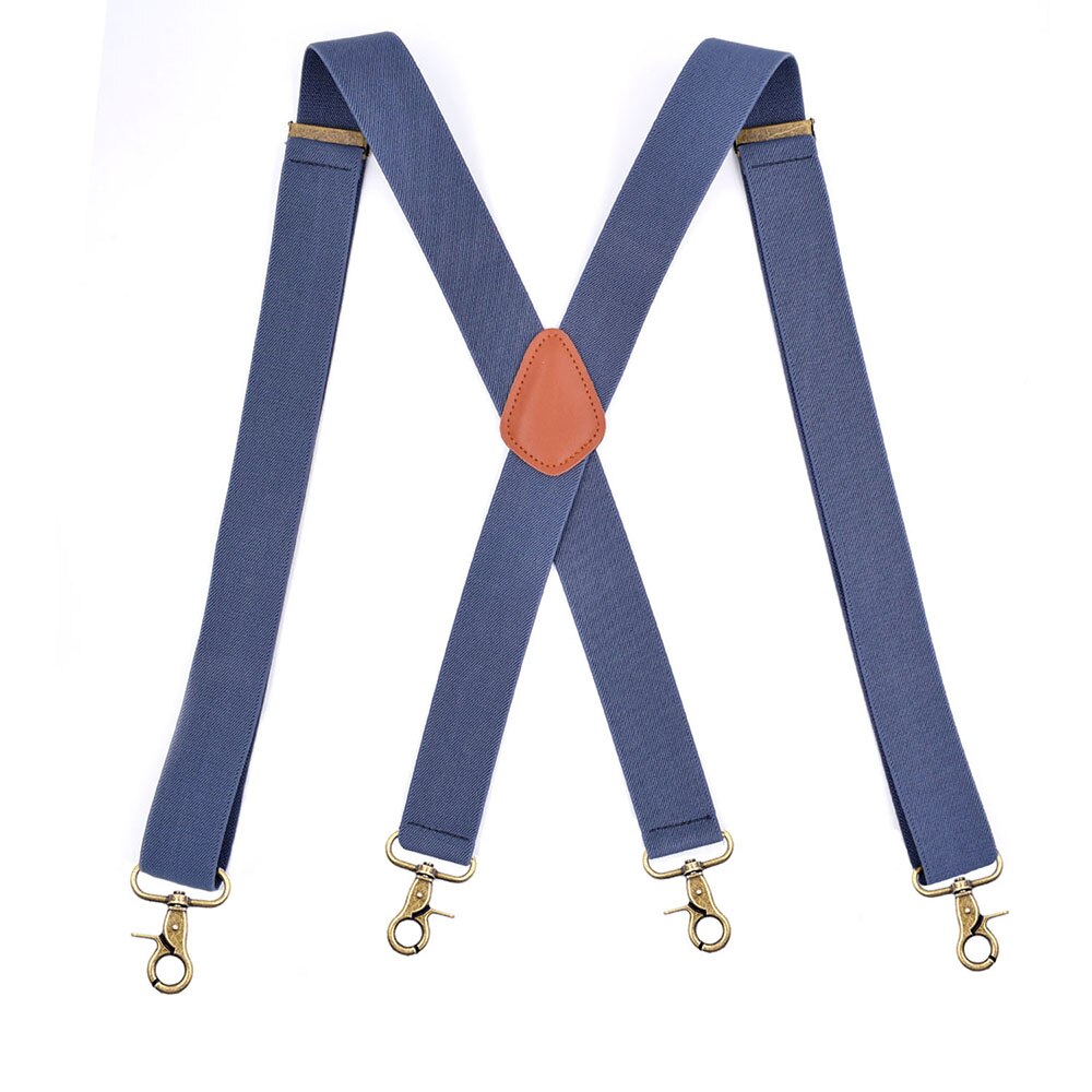 Vintage koukku henkselit miehille häät 3.5cm leveää x-musta raskas iso korkea säädettävä joustava housujen olkaimet olkaimet-musta: Denim sininen