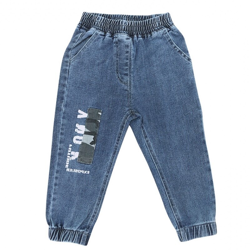 Autumn Kids Jeans Elastic Waist Stretch Denim Pants Big Children Spring Clothing 3 To 14 Years Virgin Korean Pants Feet