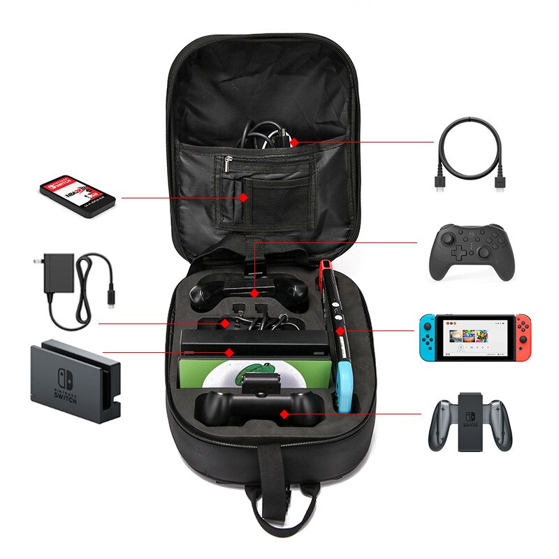 Mochila de almacenamiento con de concha para Nintendo Switch, bolso de hombro con carcasa de consola Nitendos Estuche de transporte, accesorios para Nintendo Switch